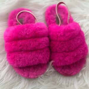 UGG Kids' Bright Pink Fuzzy Sandals